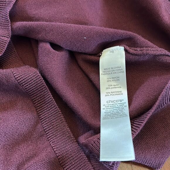 Chicos light weight long sleeve burgundy sweater Size 2 NWT - Picture 6 of 7